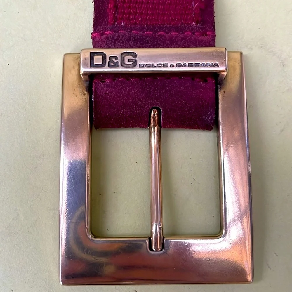 Vintage burgundy/pink Dolce & Gabbana leather/canvas large belt
